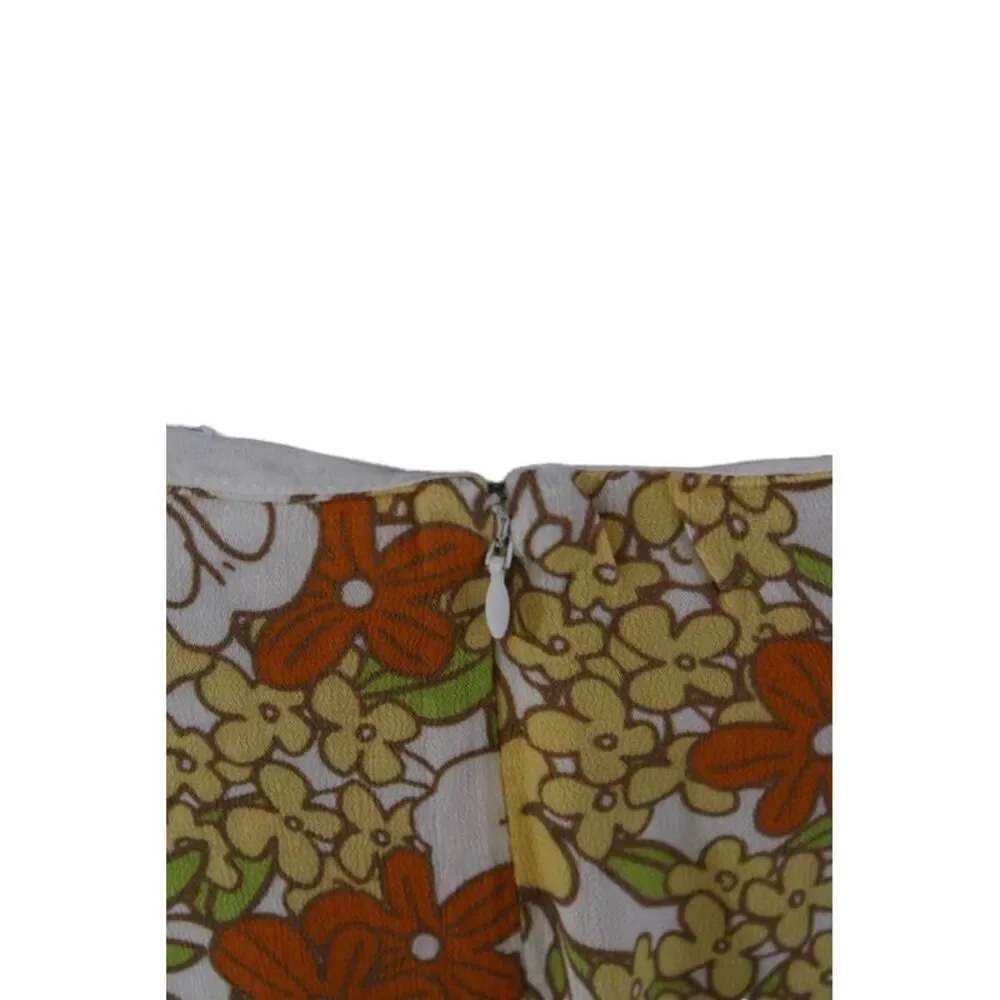Rahi Womesn Floral Print Ruched Mid-Rise Zip Up Skirt Multicolor Size S